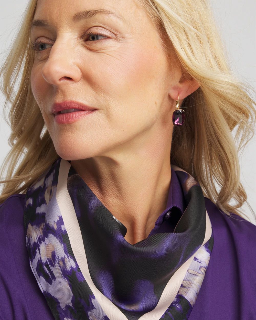 Purple Gem Drop Earrings click to view larger image.