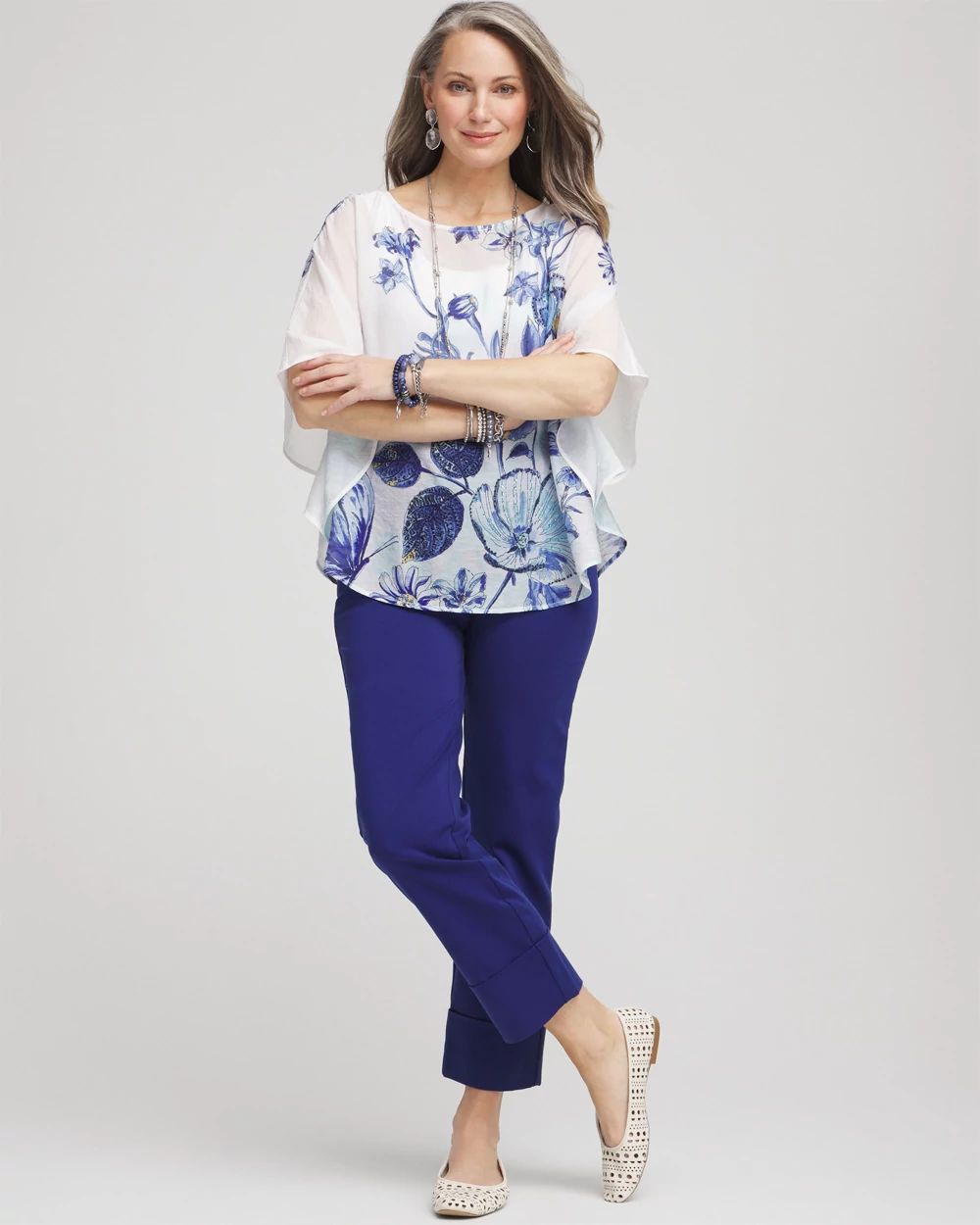 Woven Butterfly Print Poncho