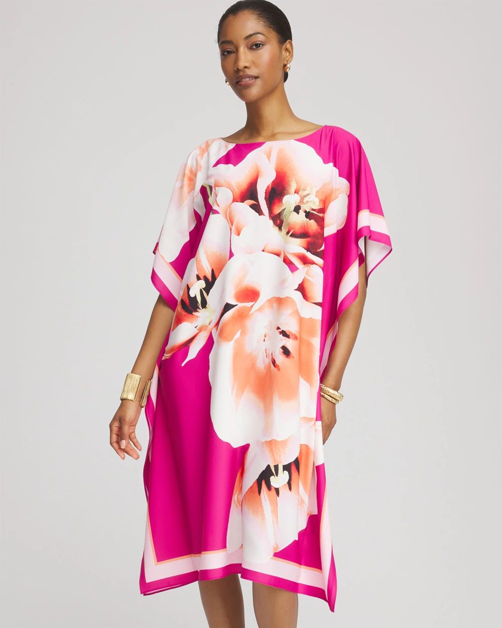 Floral Silky Kaftan Dress