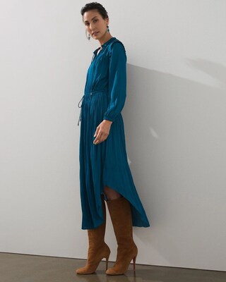 Crinkle Satin Midi-Dress