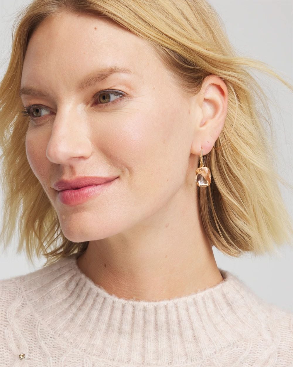 Pink Gem Drop Earrings