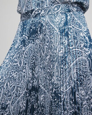 Faux Silk Tile Print Midi Skirt click to view larger image.