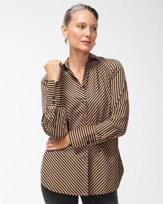 No Iron™ Stretch Black Imperial Stripe Shirt