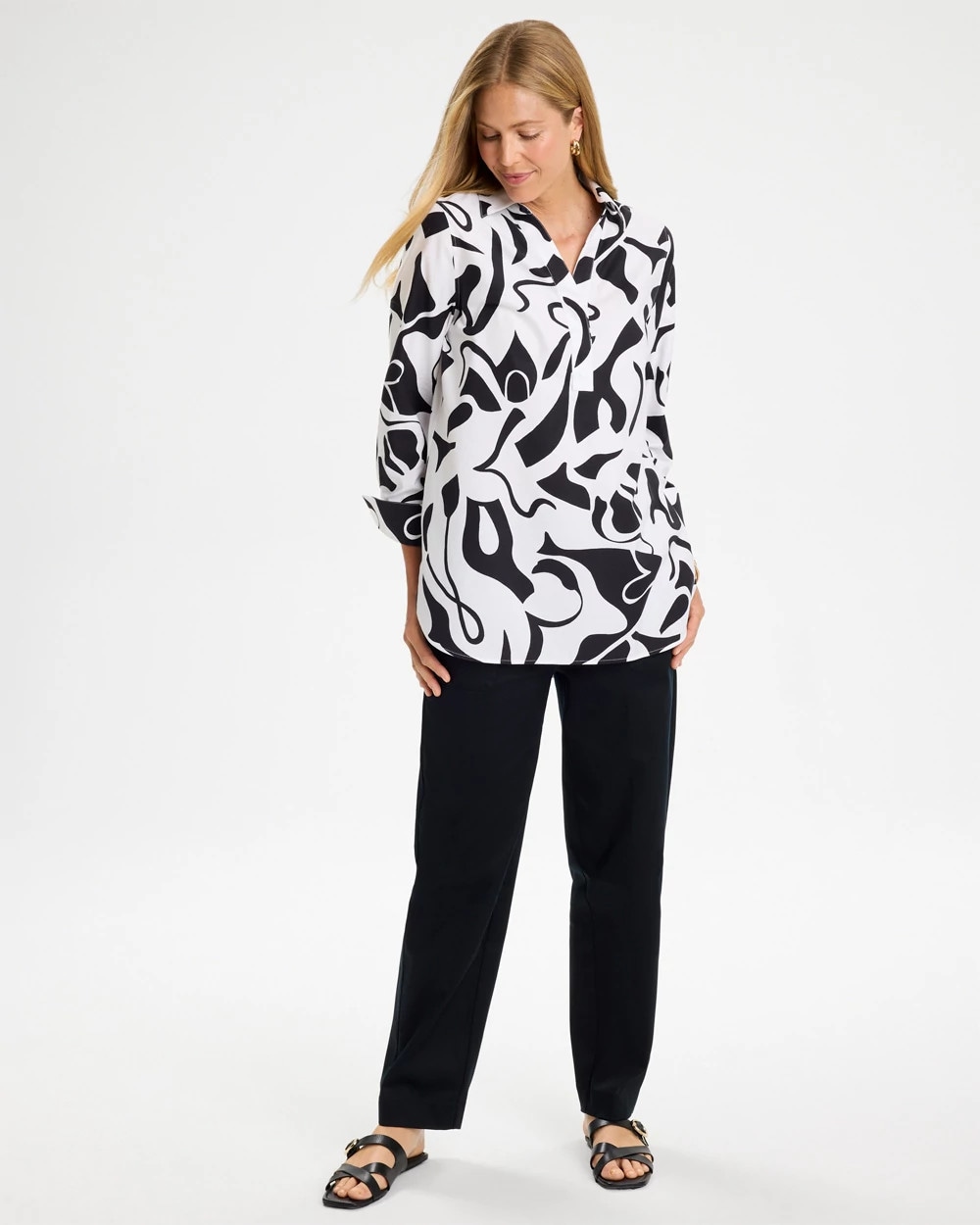 No Iron™ Stretch Two-Tone Print Tunic