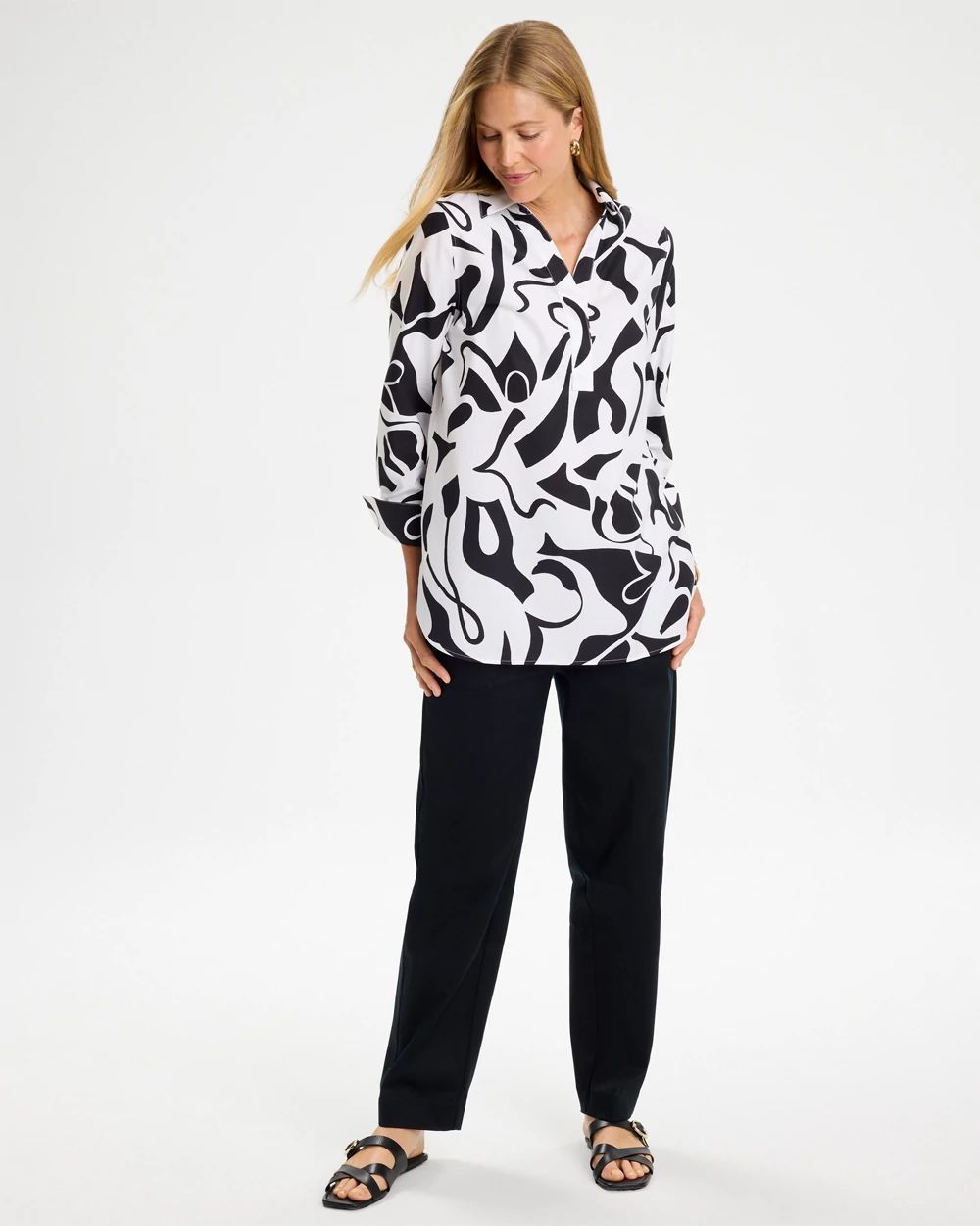 No Iron™ Stretch Two-Tone Print Tunic