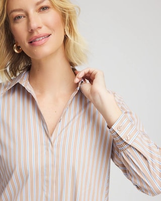 Vanilla Chai Striped Maxi Shirtdress click to view larger image.