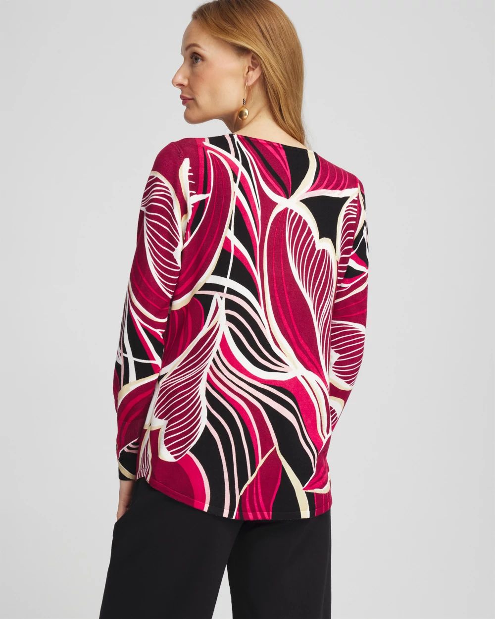 Leaf V-Neck Pullover Sweater