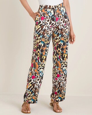 Animal-Print Straight-Leg Pants