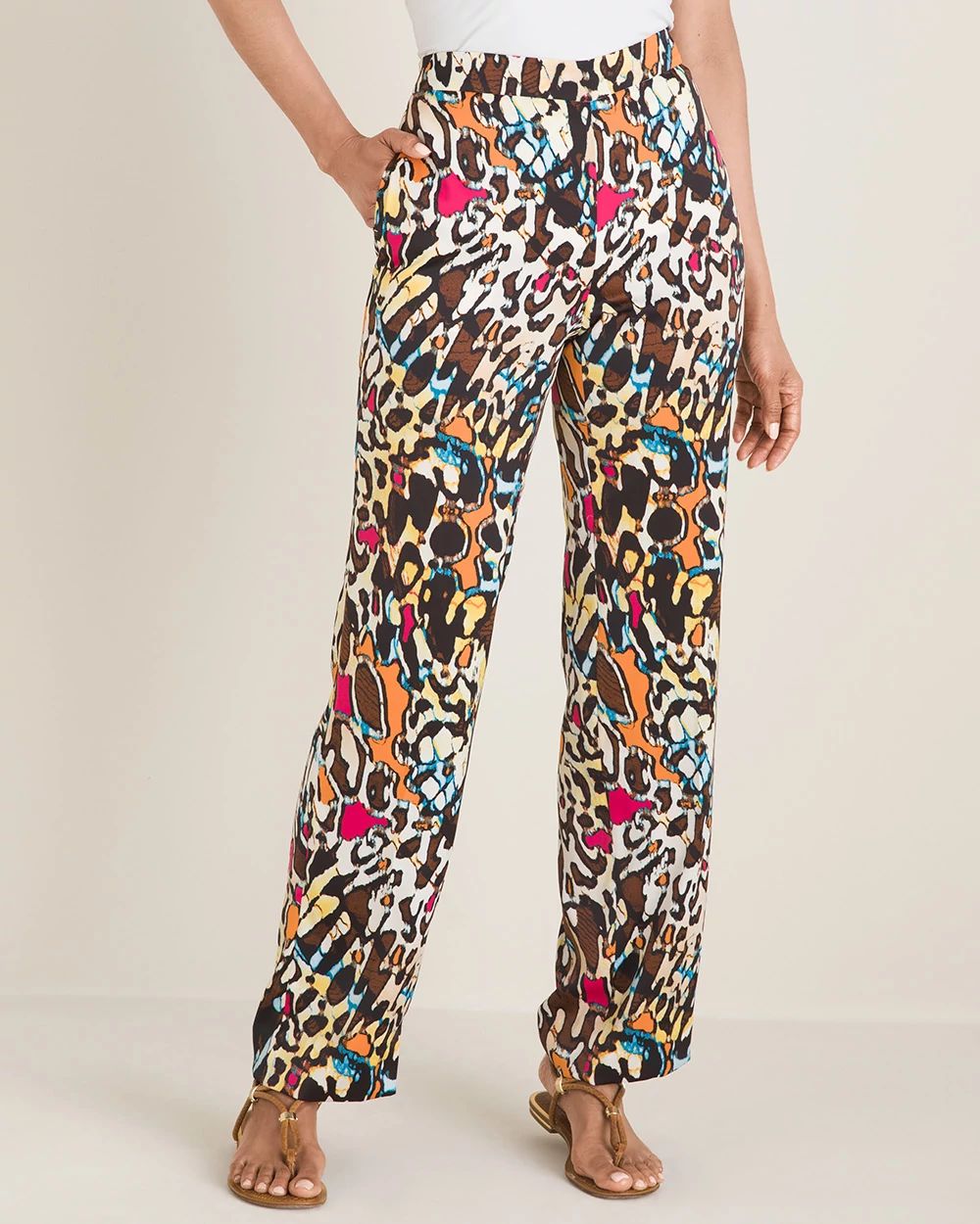 Animal-Print Straight-Leg Pants