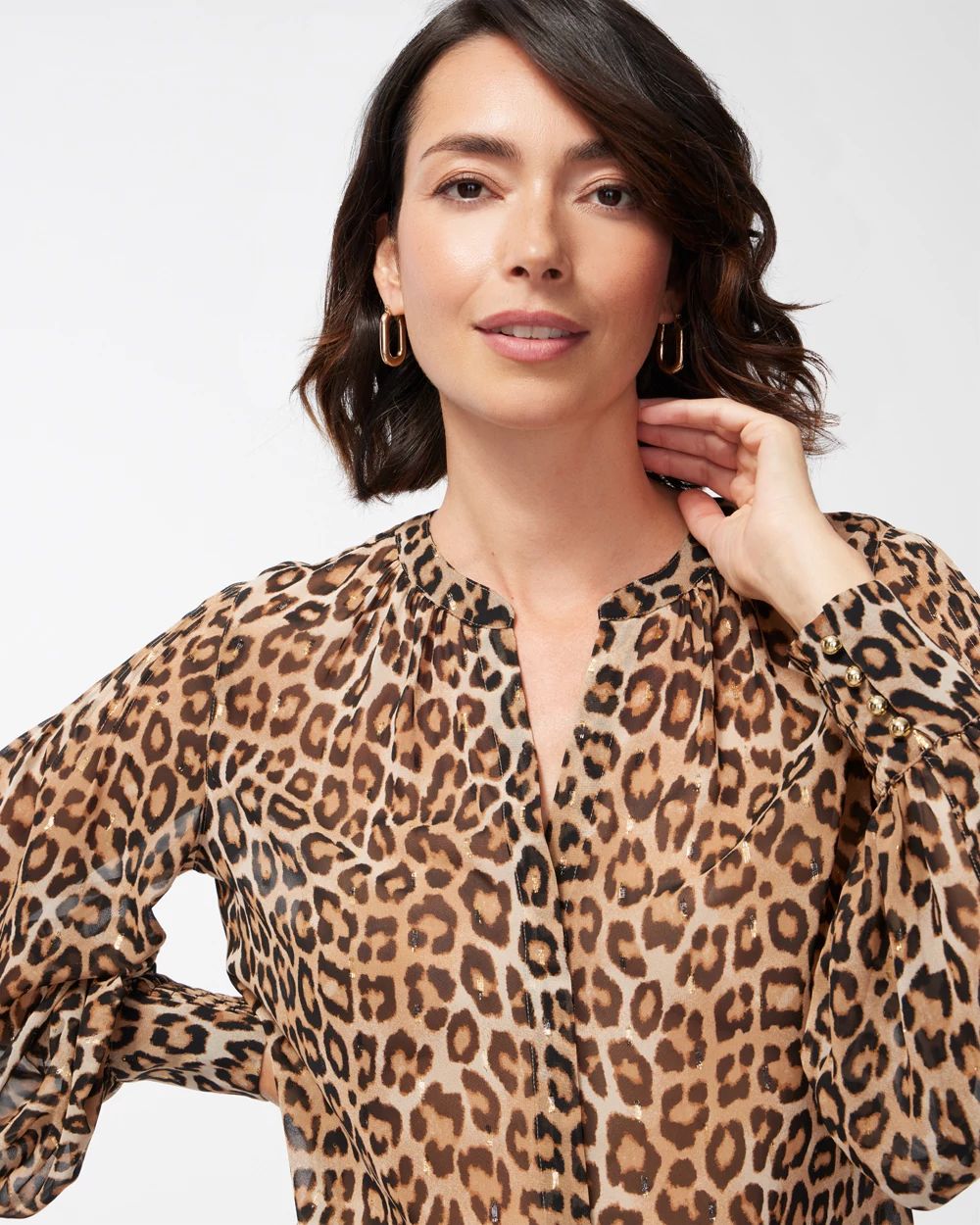 Cheetah Print Clip Dot Jacquard Shirt