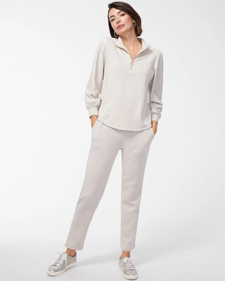 Zenergy Faux Leather Mix Pullover