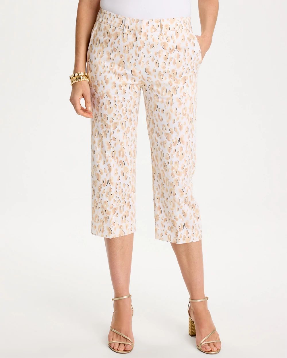 Animal Print Emme Sateen Straight Capri Pants