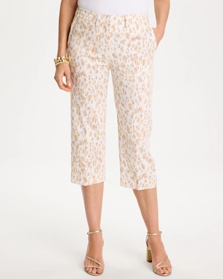 Animal Print Emme Sateen Straight Capri Pants