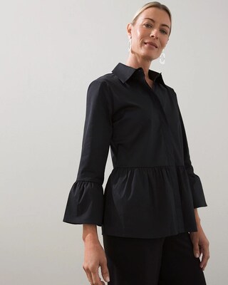 Black Label Poplin Peplum Shirt
