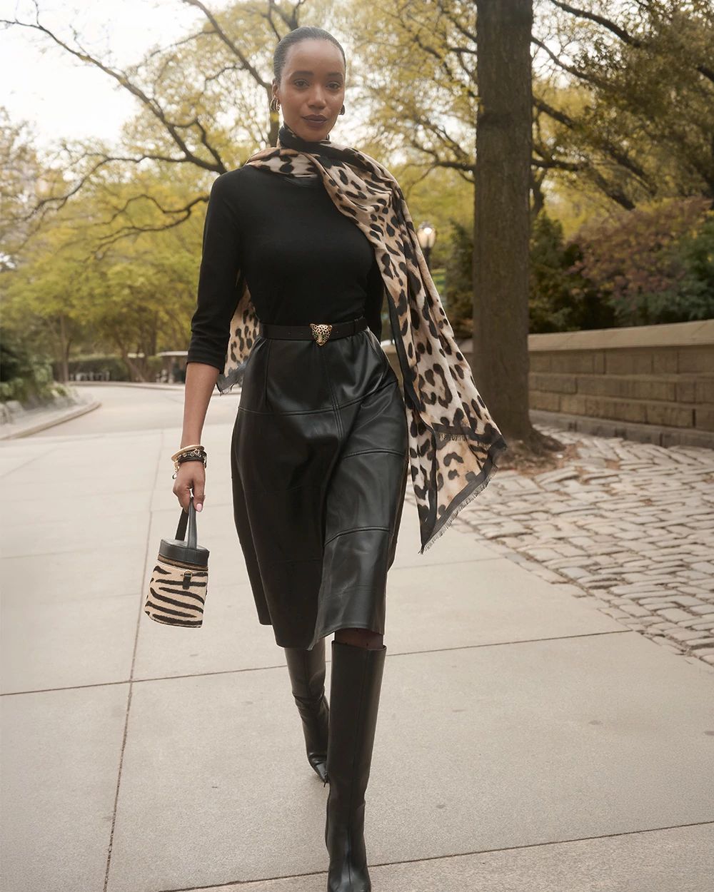 Faux Leather Ponte Knit Dress