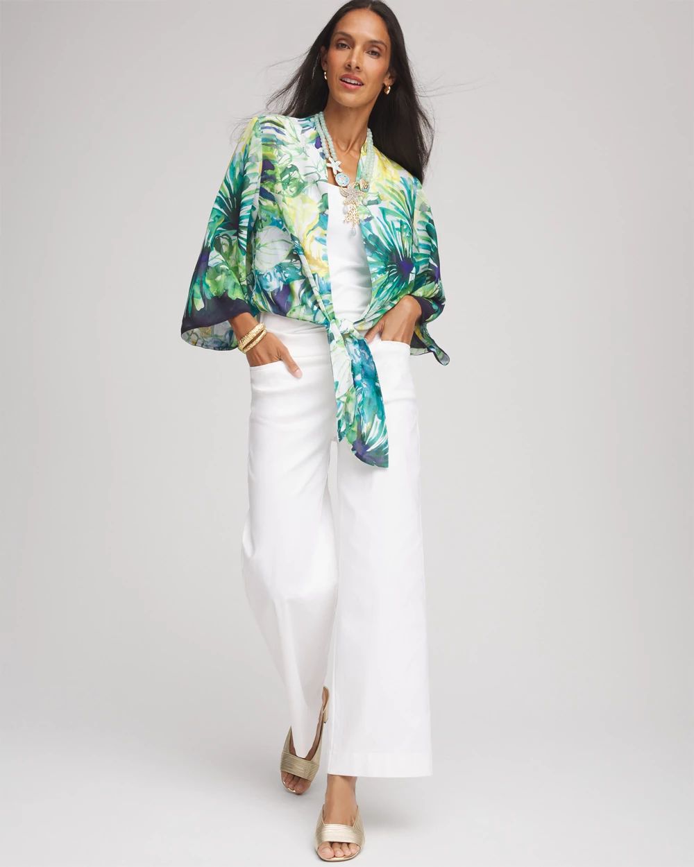 Tropical Tie-Front Kimono