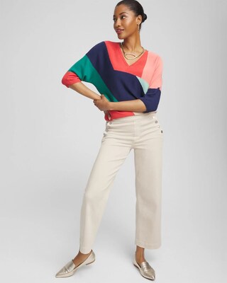Colorblock Intarsia Pullover Sweater