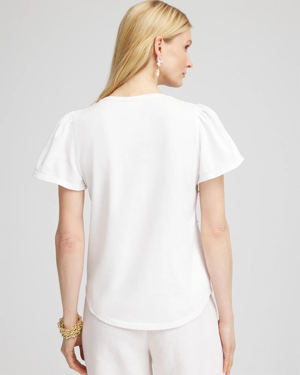 Embellished Flutter Sleeve Tee