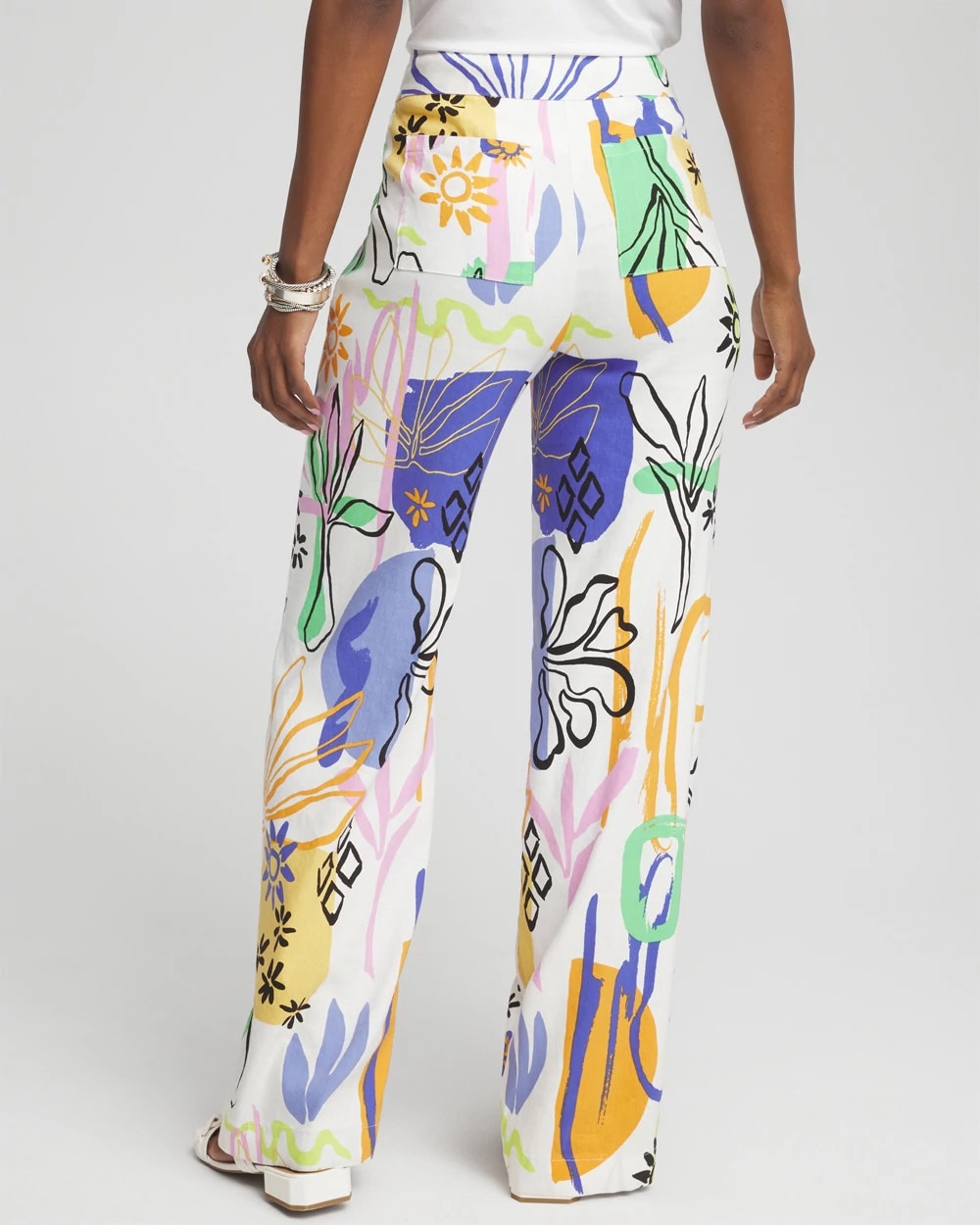 Linen Blend Surreal Print Pants