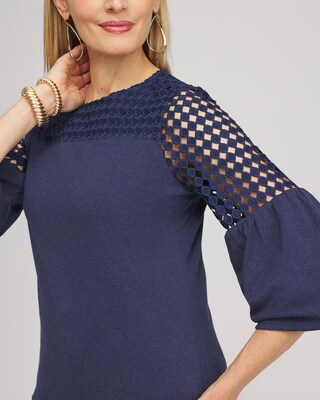 Faux Denim Lace Mix Top