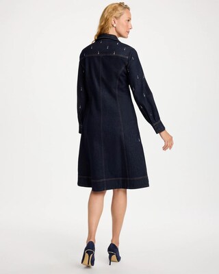 Embellished Denim Midi Shirtdress click to view larger image.