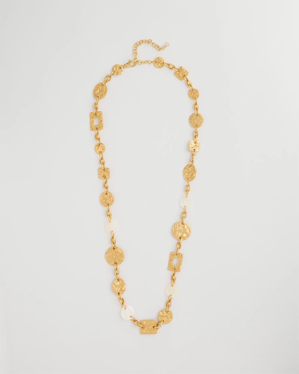 Pearl Hammered Long Necklace