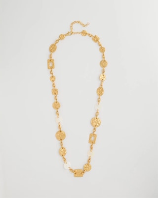 Pearl Hammered Long Necklace