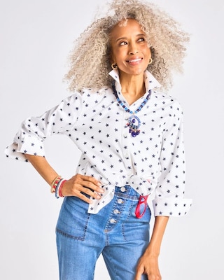 No Iron Stretch Jacquard Stars Shirt