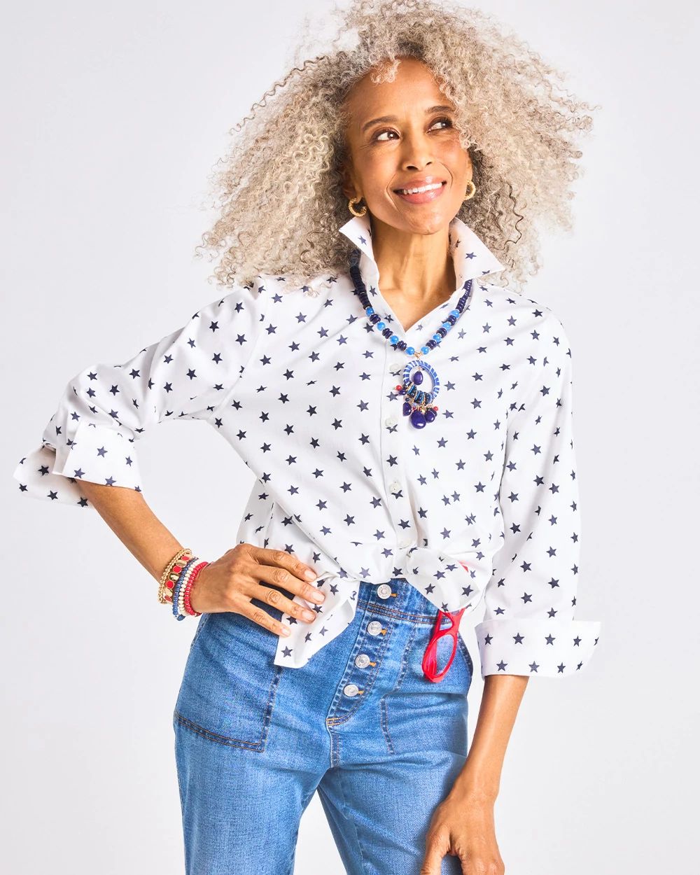 No Iron Stretch Jacquard Stars Shirt