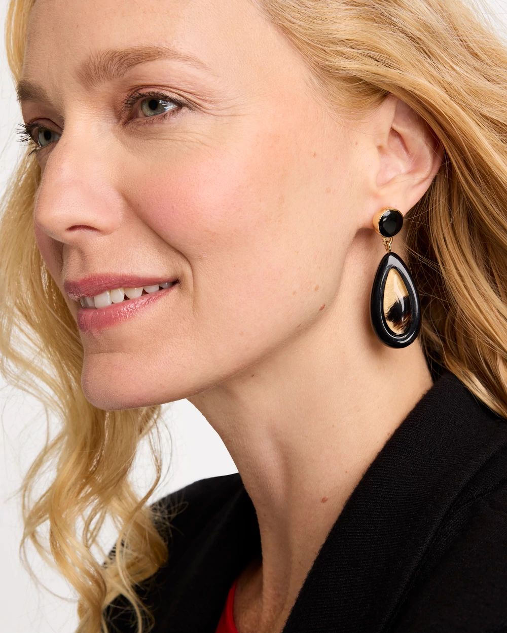 Teardrop Animal Hair On Leather Earrings click to view larger image.