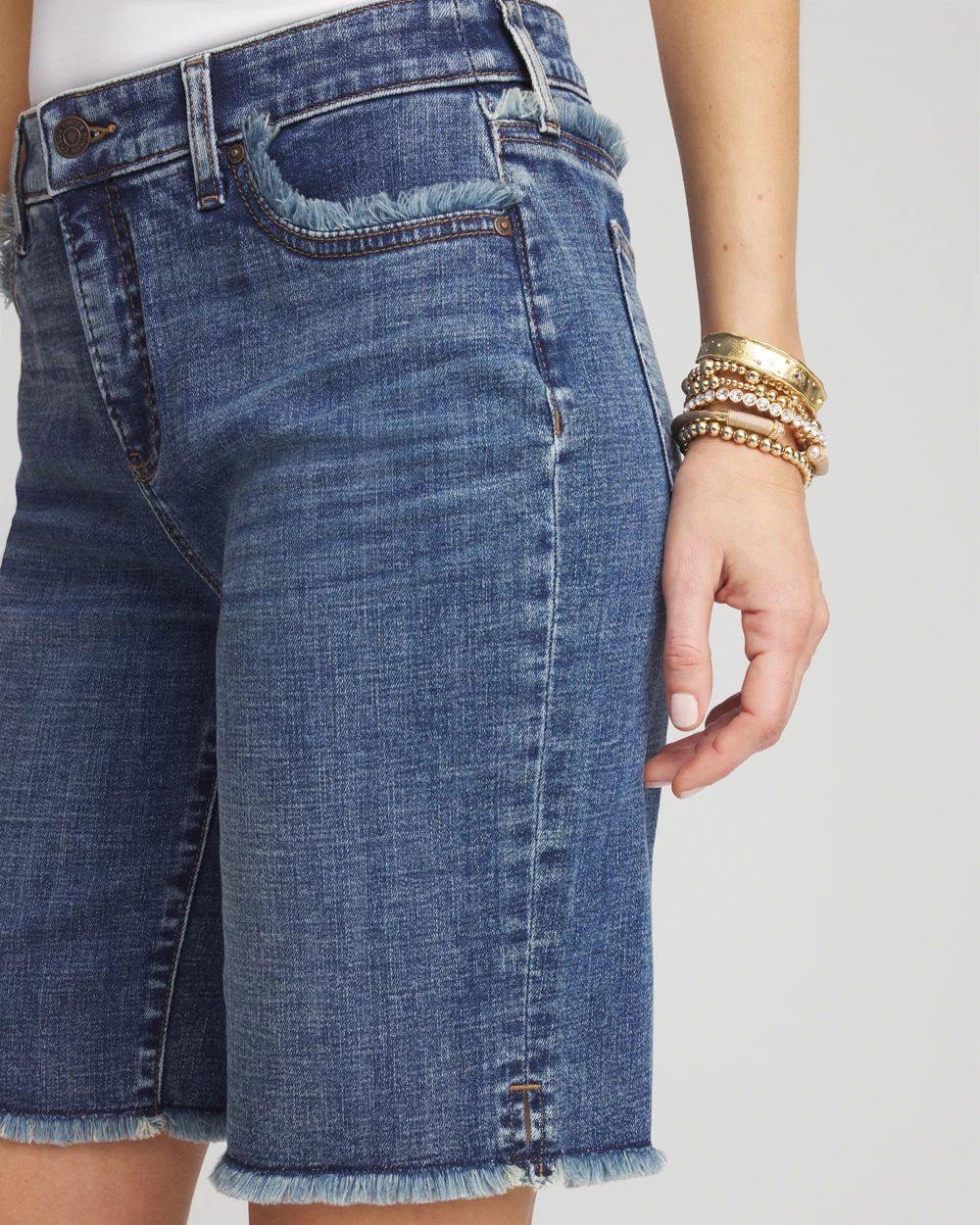 So Slimming® Girlfriend Frayed Jean Shorts