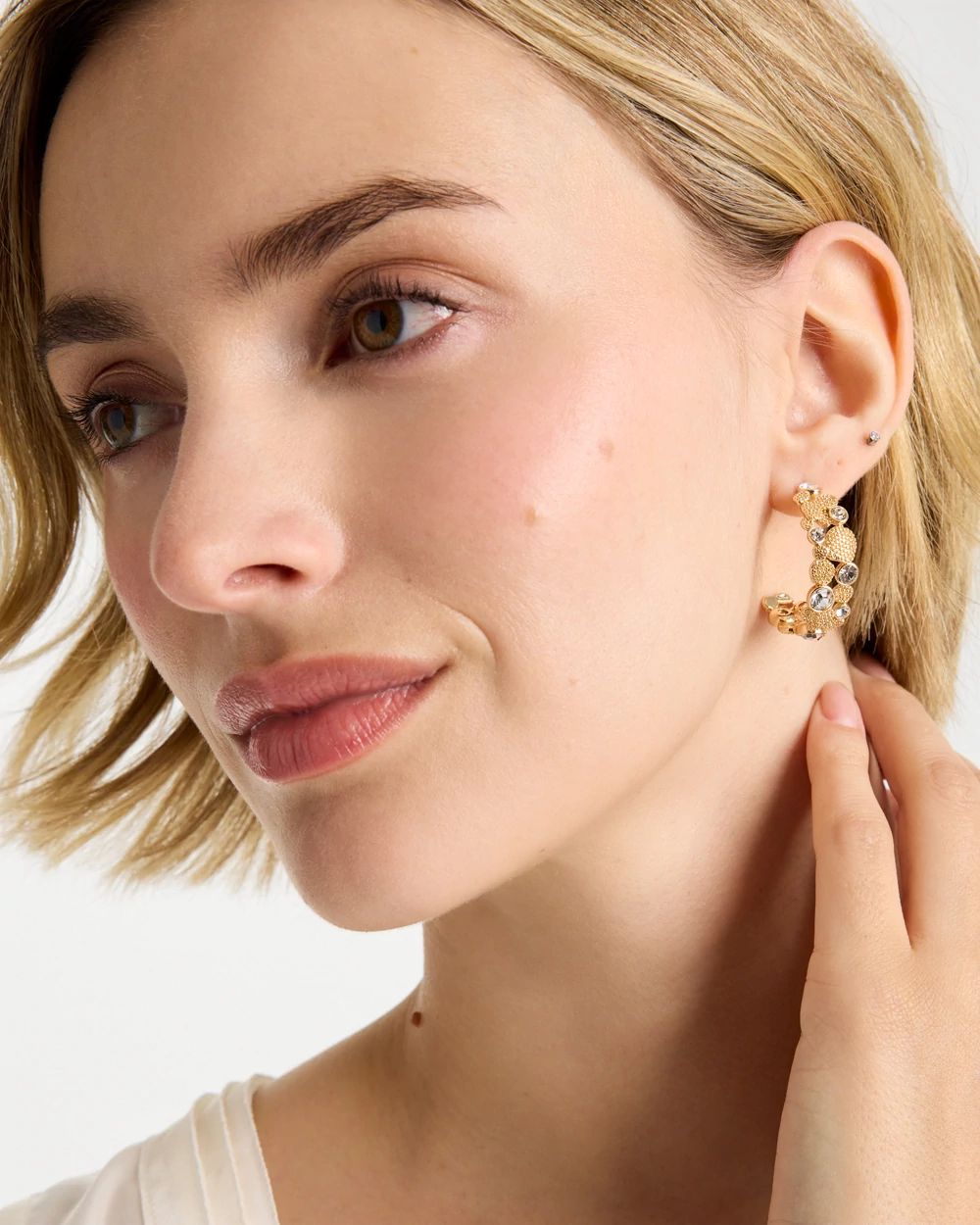 Sea Foam Hoop Earrings click to view larger image.