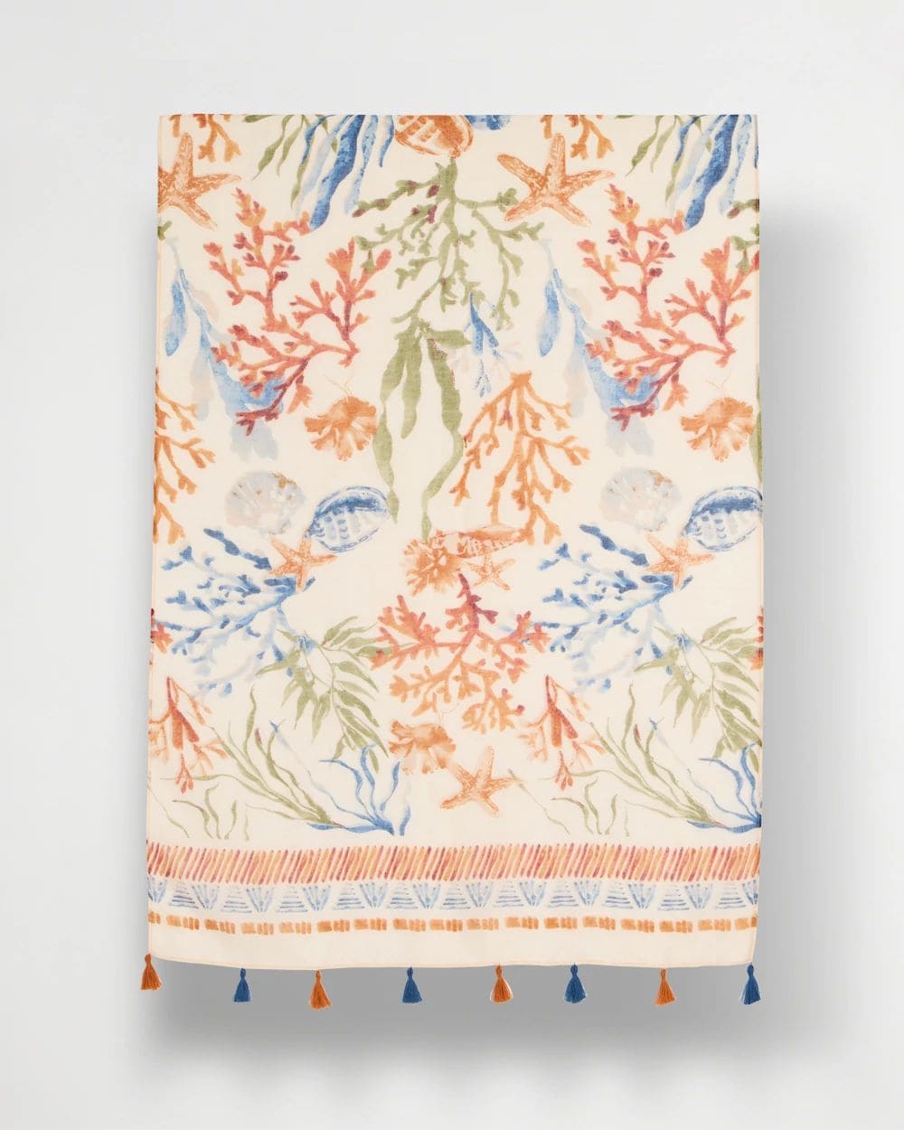 Sea Life Tassel Oblong Scarf click to view larger image.
