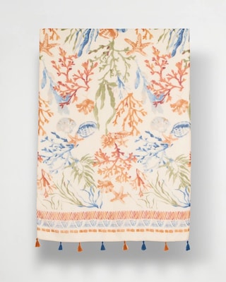 Sea Life Tassel Oblong Scarf click to view larger image.