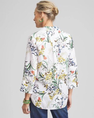 No Iron™ Linen Floral 3/4 Sleeve Shirt