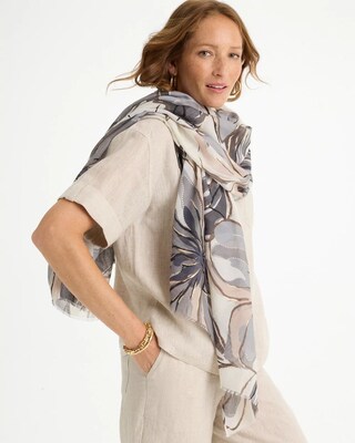 Foiled Floral Oblong Scarf click to view larger image.