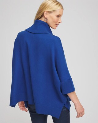 Cowl Neck Fringe Cashmere Blend Poncho click to view larger image.