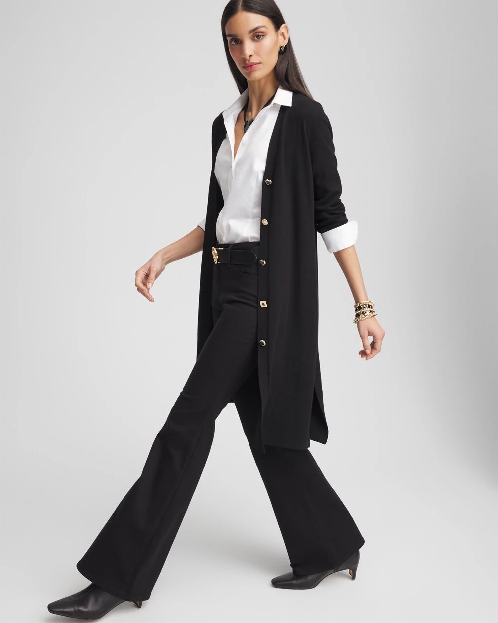 Cashmere-Blend Long Button-Up Cardigan
