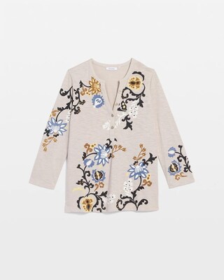 Paisley Cotton-Slub Splitneck Henley click to view larger image.