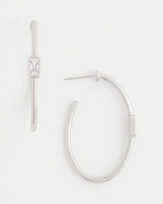 Silver Oval Hoop Earrings