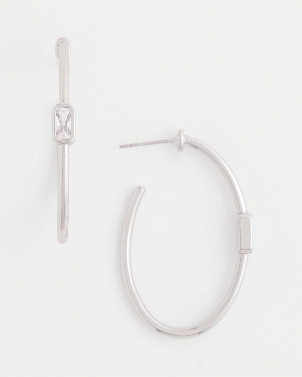 Silver Oval Hoop Earrings