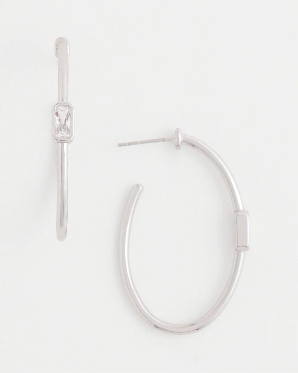 Silver Oval Hoop Earrings
