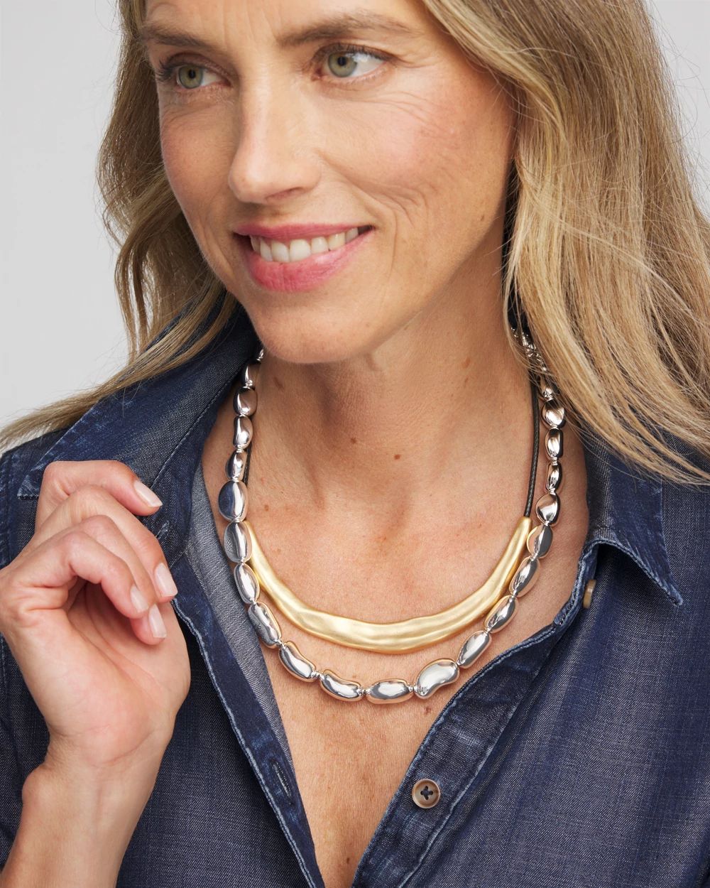 Mixed-Metal Collar Necklace
