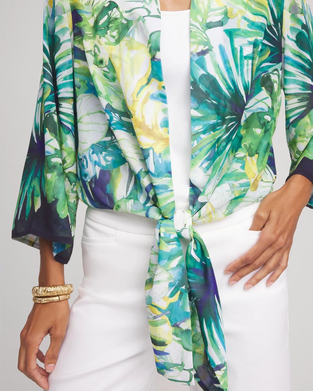 Tropical Tie-Front Kimono