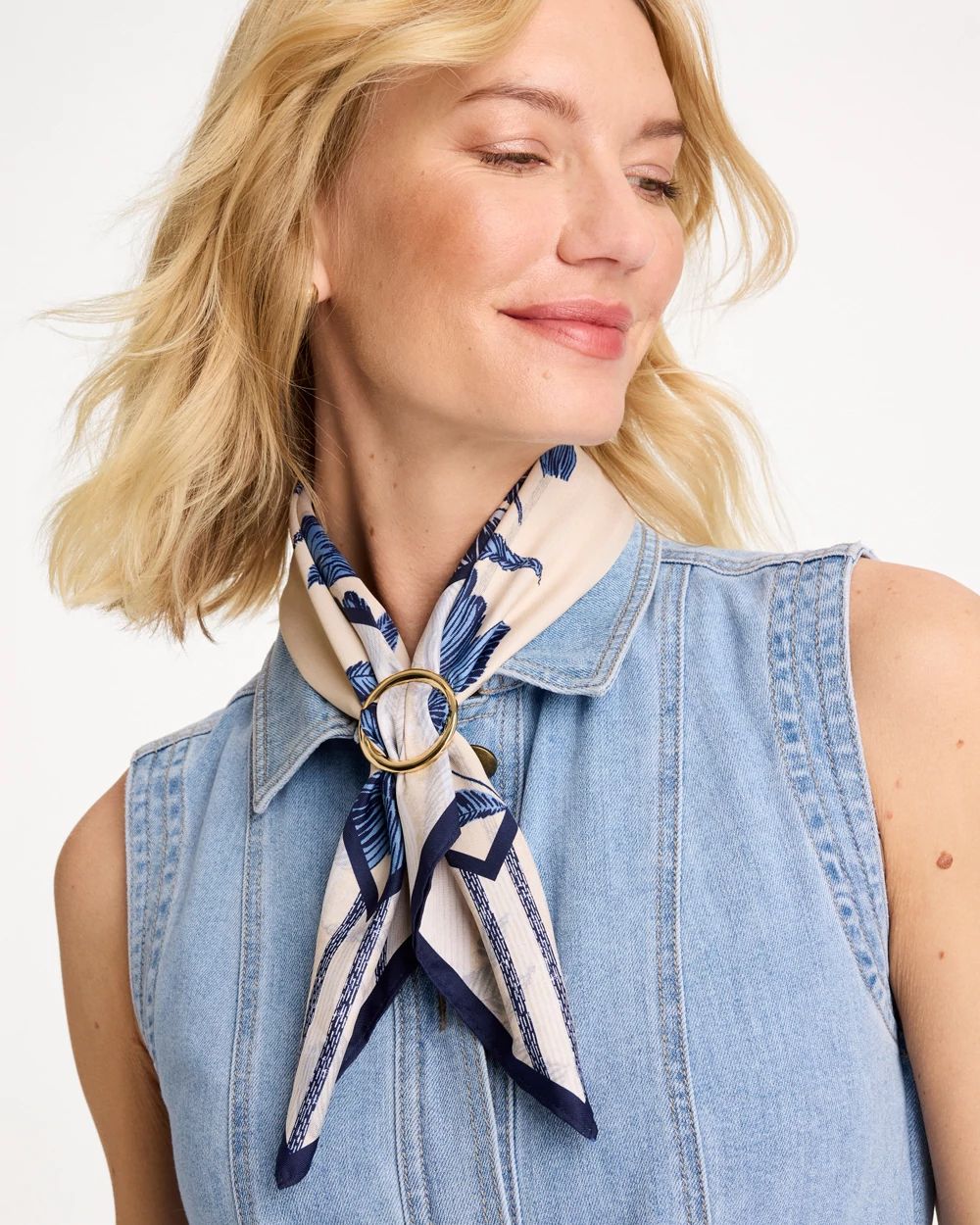 Striped Floral Square Scarf