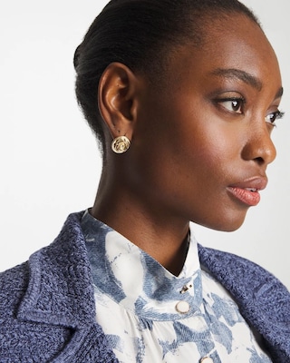 Lucky Coin Flower Stud Earrings click to view larger image.