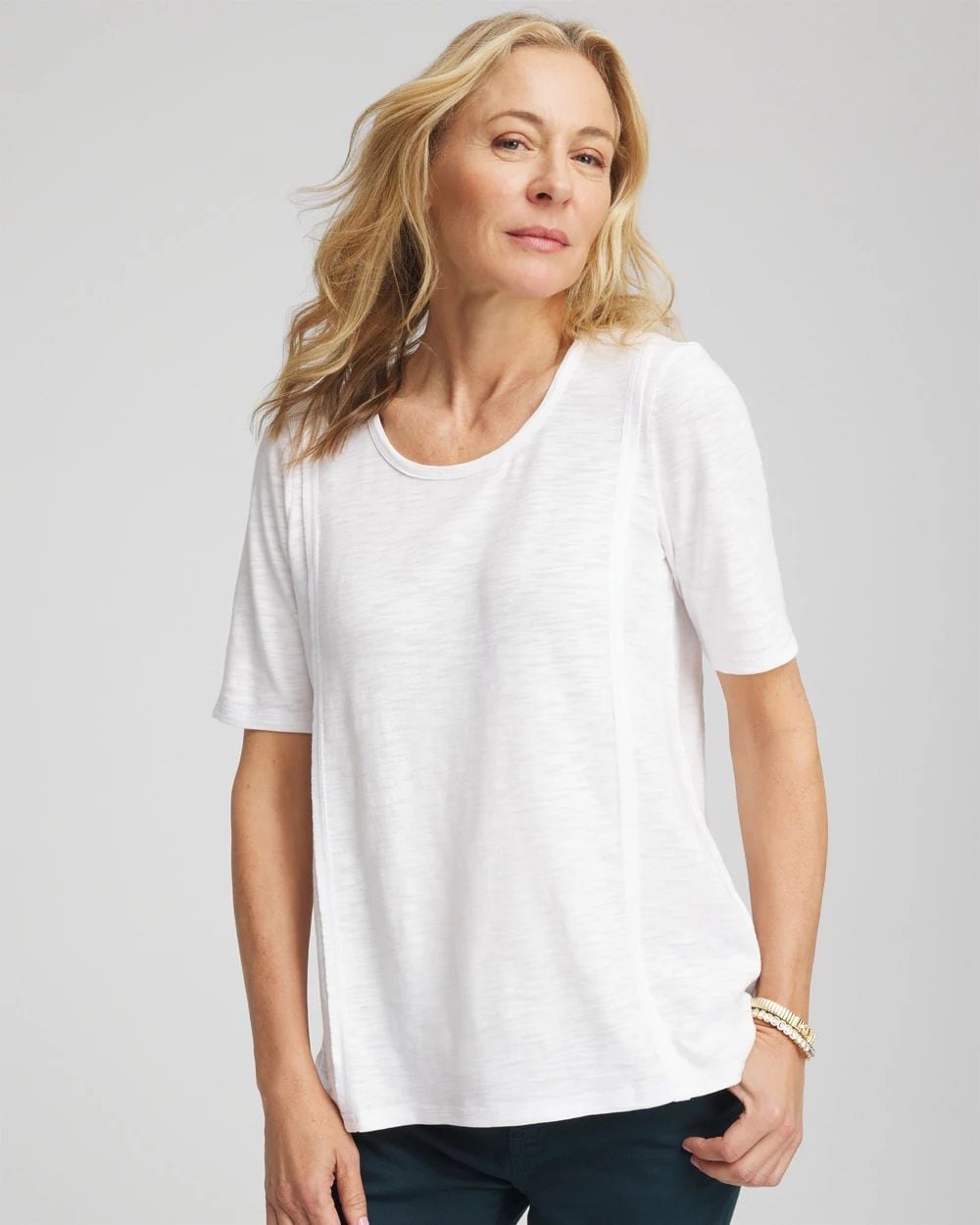 Double-Knit Paneled Elbow Tee
