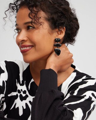 Black Linear Drop Earrings
