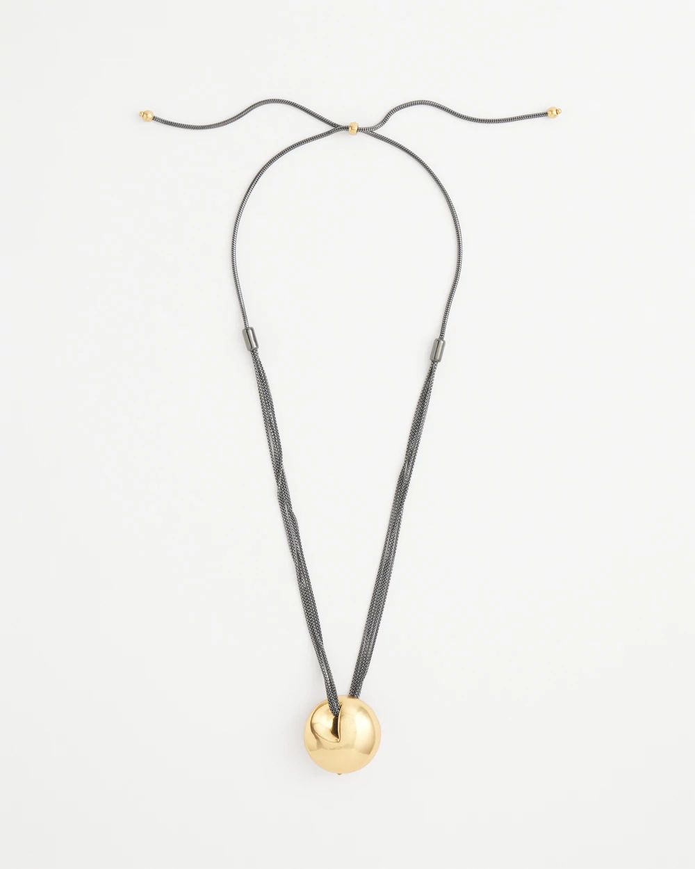 Mixed Metal Sphere Long Pendant Necklace