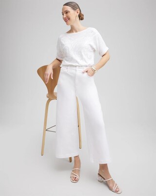 High Rise Wide Leg Cropped Jeans click to view larger image.